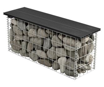 [pro.tec] gabion kerti pad kőkosár wpc 100 x 30 x 45 cm kőbox kődoboz horganyzott drót fekete