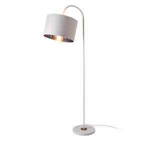 Lampa De Podea Toledo W, 173 Cm, 1 X E27, Max 60w, Metal/textil, Alb, Cu Abajur Inclinabil Lux.pro
