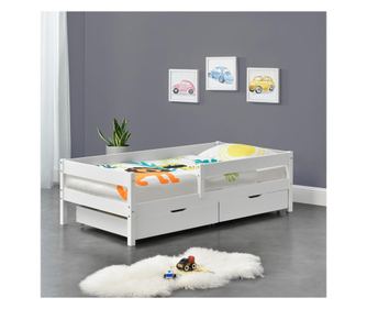 Gyerekágy borgarnes tároló fiókkal kiesés elleni védelemmel ágyráccsal fehér 200 x 90 cm [en.casa]