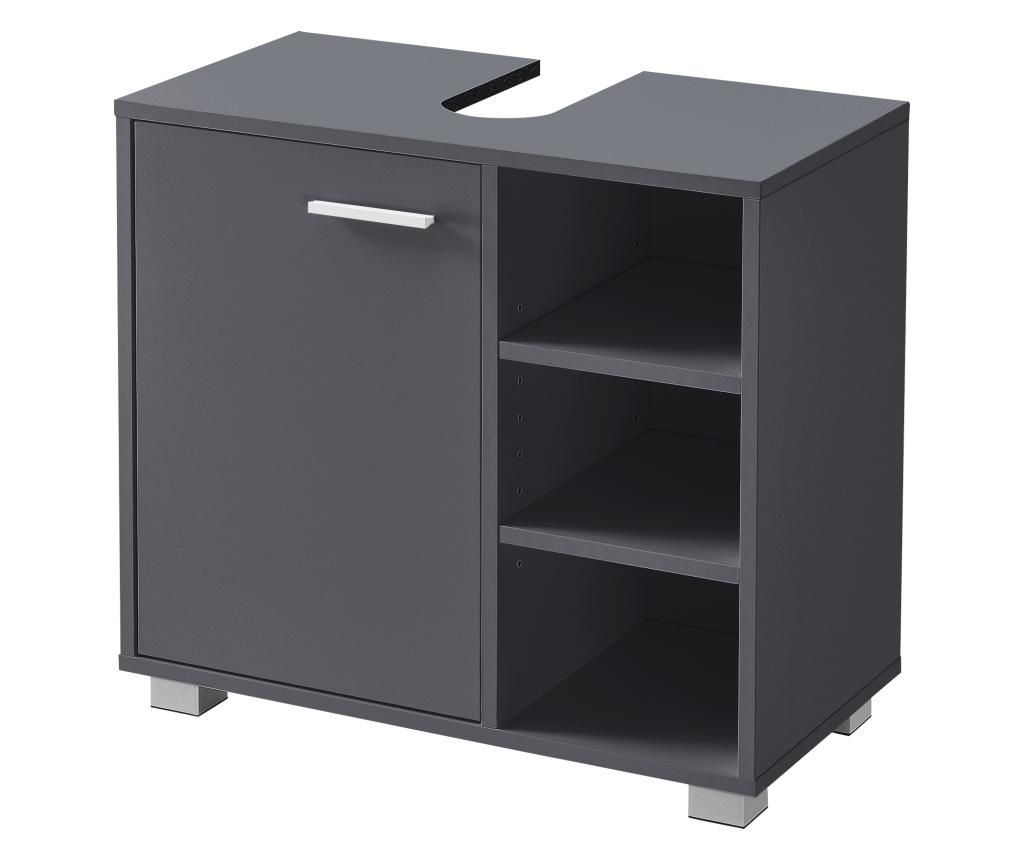 Narvik DG Under-Sink Bathroom Cabinet, 55.6 x 60 x 31 cm, Chipboard/Melamine, Dark Gray