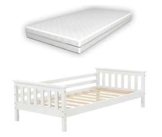 Gyerekágy nuuk matraccal és tárolási lehetőséggel gyermekágy ágyráccsal 70 x 140 cm fenyőfa fehér, matt [en.casa]