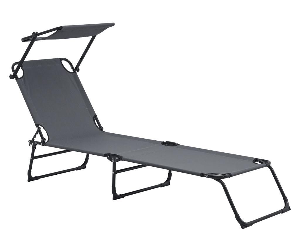Sezlong Cu Trapa - Gri Inchis 