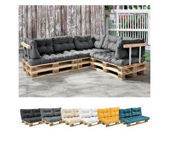 [en.casa] Raklapbútor párna - Szivacs huzattal raklaphoz - raklap ülőpárna - világos szürke