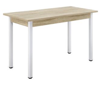 Étkezőasztal 4 személyes design konyhai asztal 120 x 60 cm mdf acéllábak tölgy-hatás - fehér [en.casa]
