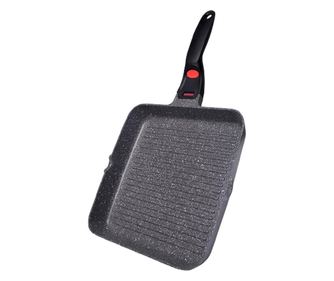 Тиган за грил с подвижна дръжка Fissman-La Granite, 28x4.5 см, алуминий, сив