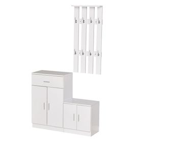 Homcom Mobilier De Hol Cu Cuier Din Lemn Alb, 100x32x187cm