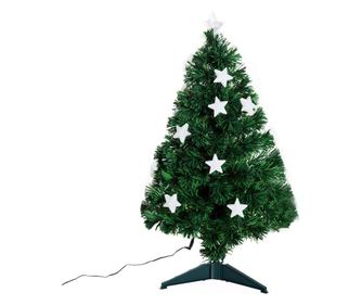 Homcom Brad De Craciun 90cm Cu 90 Ramuri Din Pvc Cu Fibra Optica si 12 Becuri Led