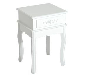 Homcom Noptiera Cu Sertar In Lemn Alb, 40 X 30 X 60cm