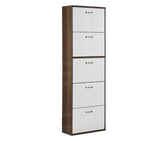 Homcom Dulap Pentru Scarpe Spatiu Restrans Pe 5 Niveluri Modern In Lemno Cu 5 Sertare Pentru 30 Perechi De Pantofi Culoare Alb S