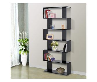 Homcom Modern Fa Könyvespolc 6 Polccal, Fekete, 80x23x192cm