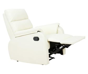 Homcom Ръчен Регулируем Релаксиращ Фотьойл от Изкуствена Кожа, Крем, 75x92x99см