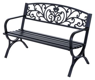 Outsunny Banca Pentru Extern Din Fonta Prelucrata, Negru, 127x60x85cm