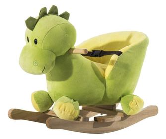 Homcom Dragon Balansoar Din Lemn Pentru Copii, Verde si Galben