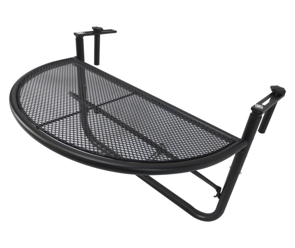 Masuta Suspendata Balcon Reglabila in inaltime, Fier Negru, 60x45x50 cm