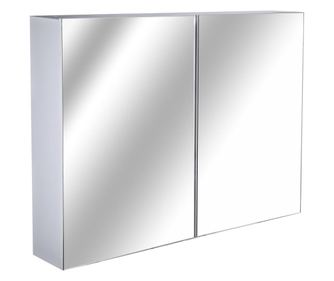 Homcom шкаф за баня с огледало и 3 рафта, бял MDF, 80 x 60 x 15 см