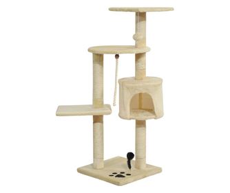 Pawhut Ansamblu De Joaca Pentru Pisici, Bej, 75x40x112cm