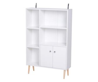 Homcom Fehér Fenőfa Könyvespolc Lábakkal 80 x 23,5 x 118cm