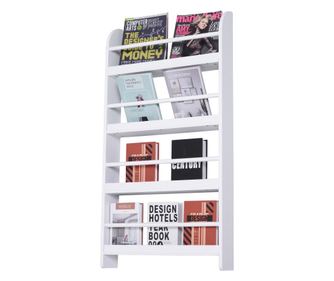 Homcom Librarie Etajera De Perete 4 Rafturi Din Lemn Alb 59 X 12 X 113cm