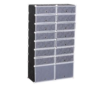 Homcom Dulap Pantofi Modular 16 Cuburi In Pp Alb Si Negru 95x37x160cm
