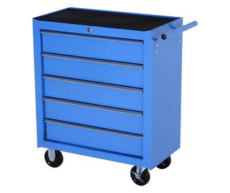 Homcom подвижен шкаф за инструменти с 5 чекмеджета, работна маса 67.5x33x77cm