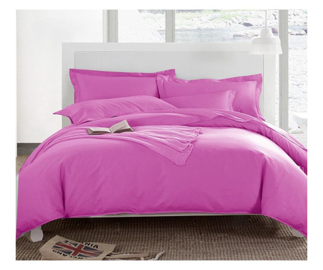 Lenjerie de pat pentru o persoana cu husa de perna dreptunghiulara, levi, bumbac ranforce, gramaj tesatura 120 g/mp, roz Sofi 1