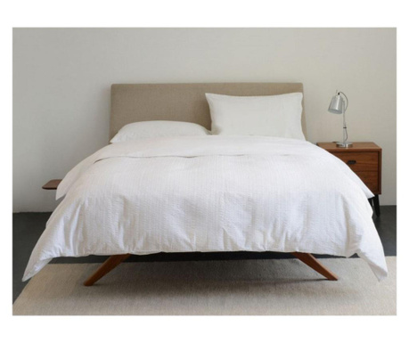 Lenjerie de pat pentru o persoana cu husa de perna dreptunghiulara, satinat creponat, alb, bumbac 100% Sofi 1 x 160/240, 1 x 150