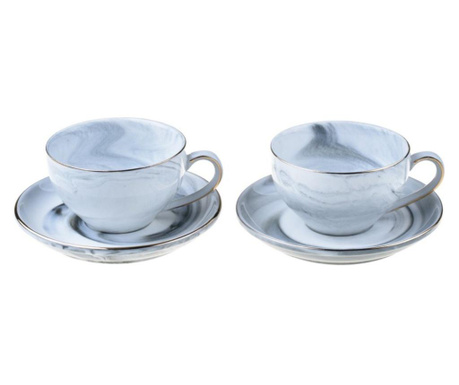 Комплект 2 чаши  за чай с чинийки Ebruli 90 мл