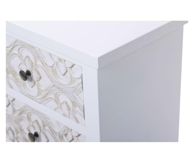 Noptiera Garpe Interiores, lemn de Paulownia, 48x30x55 cm, bej/alb
