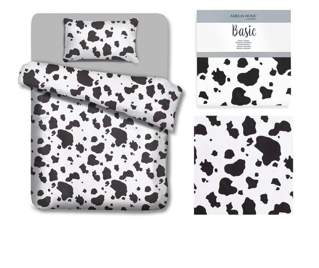 Set de pat Double Ameliahome, Moo, poliester
Densitatea materialului (GSM): 85, negru/alb