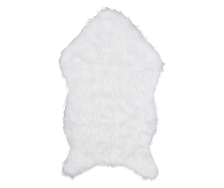 Covor blana sintetica, Relaxdays, covor cu fir lung, imitatie de piele, 70 x 120 cm, alb