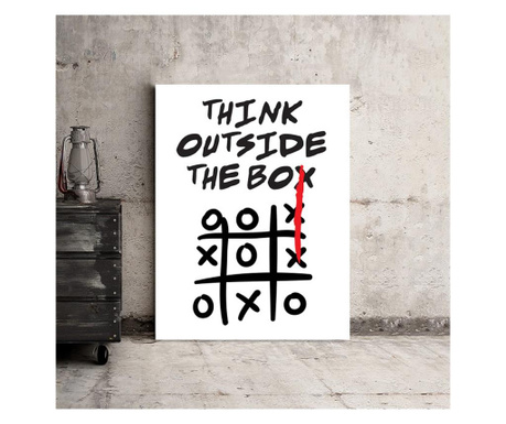 Tablou Motivational - Think Outside The Box (Tic Tac Toe) Decostick 50x70 cm