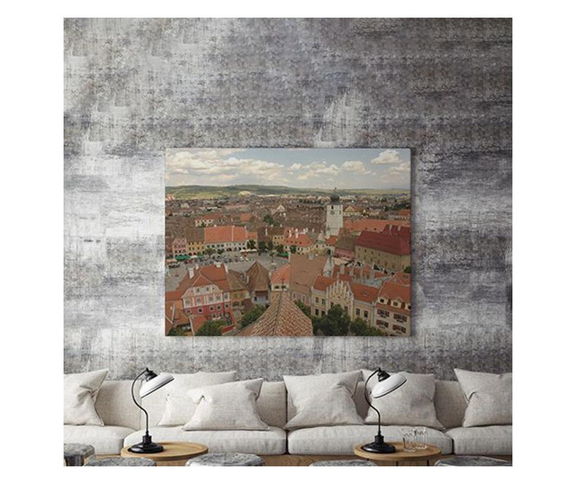 Tablou Canvas Sibiu Vazut De Sus Decostick 50x70 cm