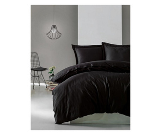 Lenjerie de pat Single Satin Cotton Box, bumbac satinat, negru, 160x220 cm