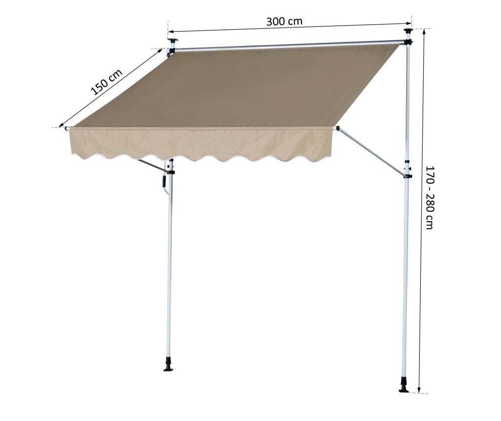 Outsunny Könnyen Hordozható Kihúzható Napellenző Ponyva Bézs 300x150cm - 8