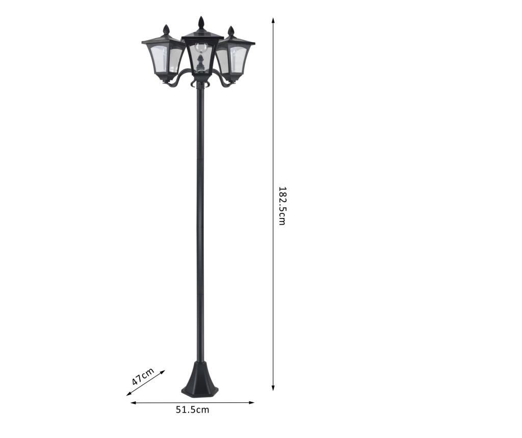 Outsunny Felinar De Gradina Led Energie Solara, Negru, 182.5cm - 7