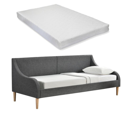 [en.casa] heverő kanapé matraccal ülőgarnitúra 215 x 100 x 90 cm egyszemélyes ágy hideghab matrac sötétszürke