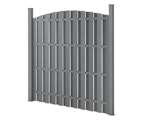 Gard Arcada, 185 X 193 Cm, Wpc, Gri Cu Stalp Si Accesorii Montare