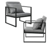 [en.casa] 2 x design fotel 70 x 60cm karosszék hátpárnával kényelmes szék kartámasszal sötétszürke