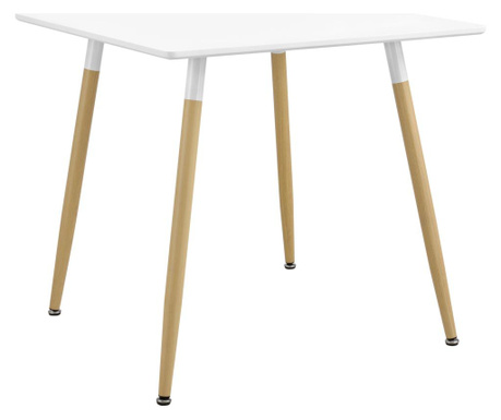 [en.casa] Étkezőasztal 3 személyes négyszögletes asztallap 80 x 80 x 74cm retro-design fehér-bükkfa