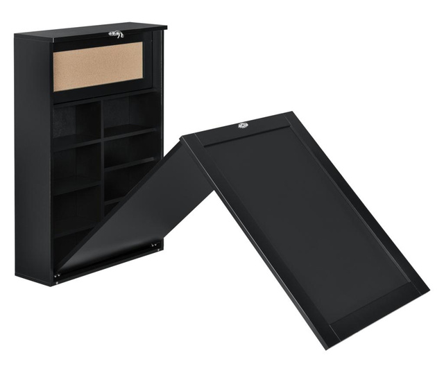 [en.casa] lehajtható asztal táblával íróasztal 80 x 50 x 18,5 cm konyhai asztal öszecsukható helytakarékos, fekete, mdf