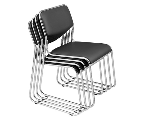 [en.casa] 4 x irodai szék konferencia szék 77 x 55 cm váróterem szék szett fekete műbőr