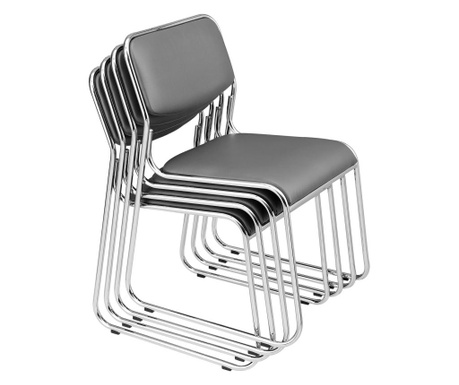 [en.casa] 4 x irodai szék konferencia szék 77 x 55 cm váróterem szék szett szürke műbőr