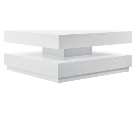 [en.casa] dohányzóasztal forgatható asztallappal 76 x 76 x 38 cm kisasztal tárolófelülettel fehér