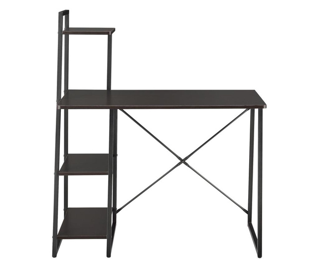 [en.acsa] Íróasztal polcokkal aalborg,117 x 102 x 50 cm, fekete/diófa-hatás