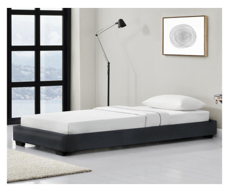 Kárpitozott ágy műbőr ágy ágykeret ágyráccsal 90x200 cm fekete corium