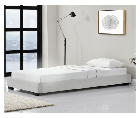 Kárpitozott ágy műbőr ágy ágykeret ágyráccsal 90x200 cm fehér corium