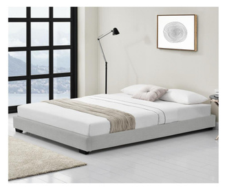 Kárpitozott ágy műbőr ágy franciaágy ágykeret ágyráccsal 140x200 cm fehér corium