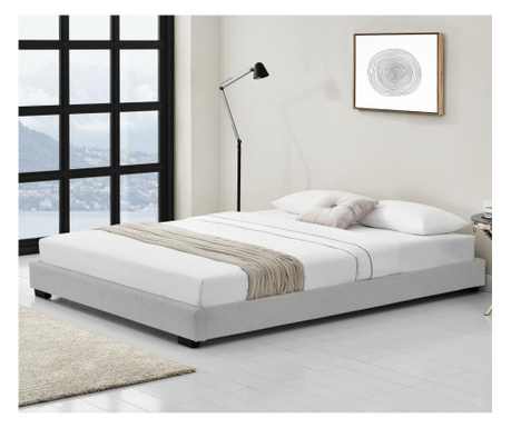Kárpitozott ágy műbőr ágy franciaágy ágykeret ágyráccsal 140x200 cm fehér corium