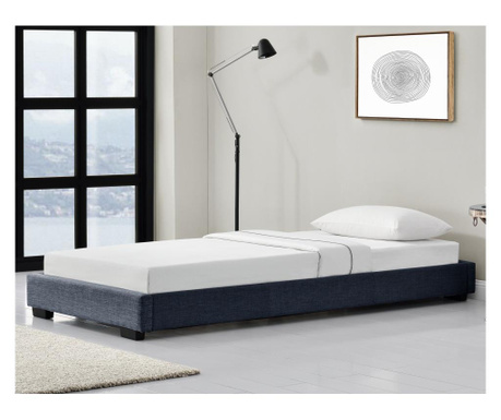 Kárpitozott ágy lenvászon ágy ágykeret ágyráccsal 90x200 cm sötétszürke corium