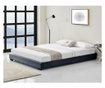 Kárpitozott ágy lenvászon ágy ágykeret ágyráccsal 180x200 cm sötétszürke corium